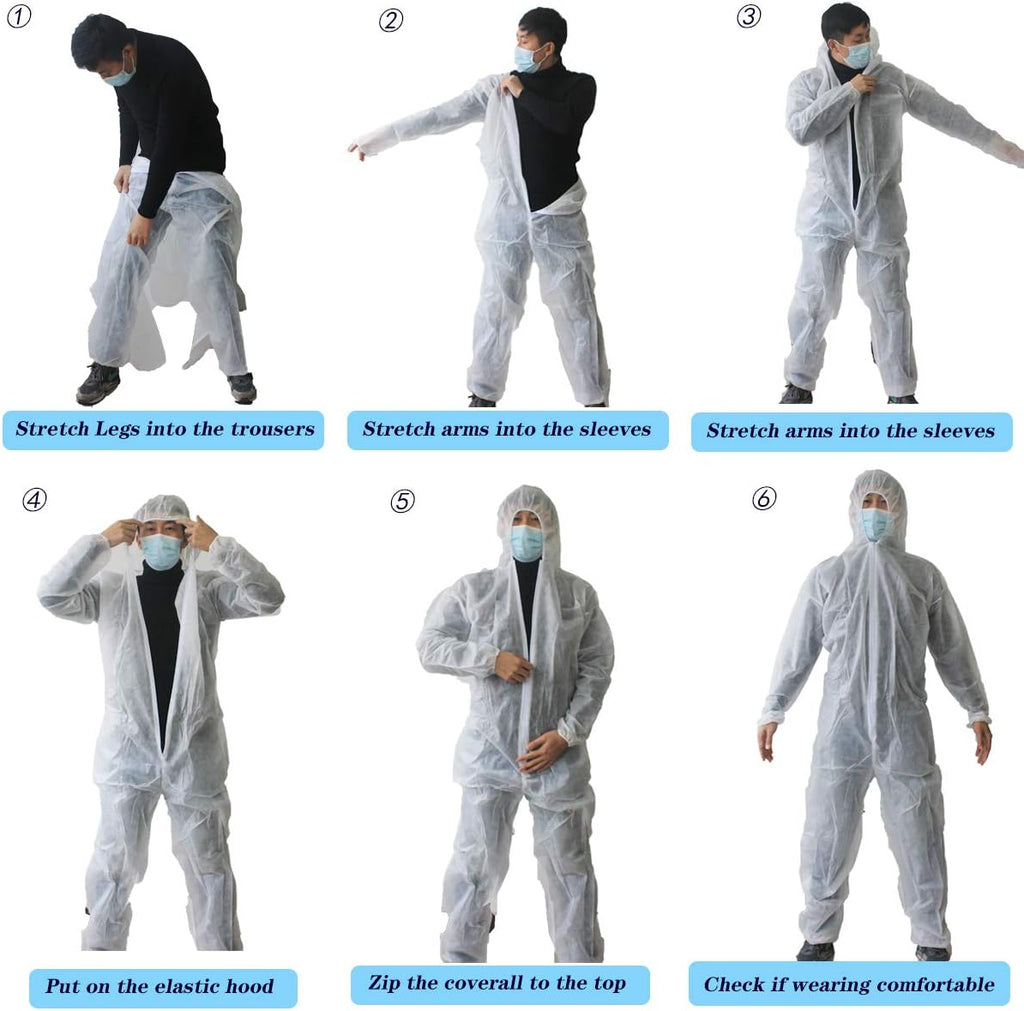 Hazmat Suits,10 Colors Options Disposable Protective Coveralls, Paint Suit with Elastic Wrists Ankles and Hood