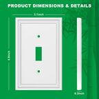OKAYZIP White Decorative Single Toggle Light Switch Covers Wall Plate