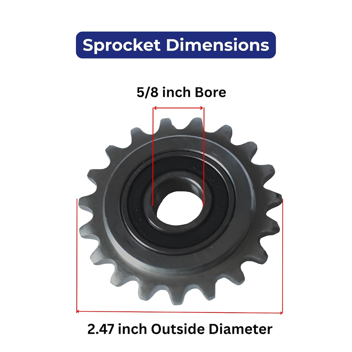 Jeremywell #35 Roller Chain Idler Sprocket 5/8" Bore 19 Tooth