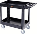 Utility Service Cart, 2 Shelf 550LBS Heavy Duty Plastic Rolling Utility Cart, Medium Lipped Shelf, 360° Swivel