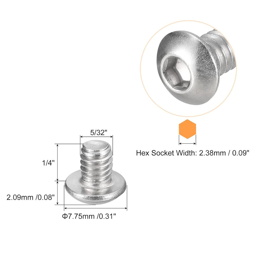 uxcell #8-32x1/4 Button Head Socket Screws, 100pcs Full Thread Hex Drive