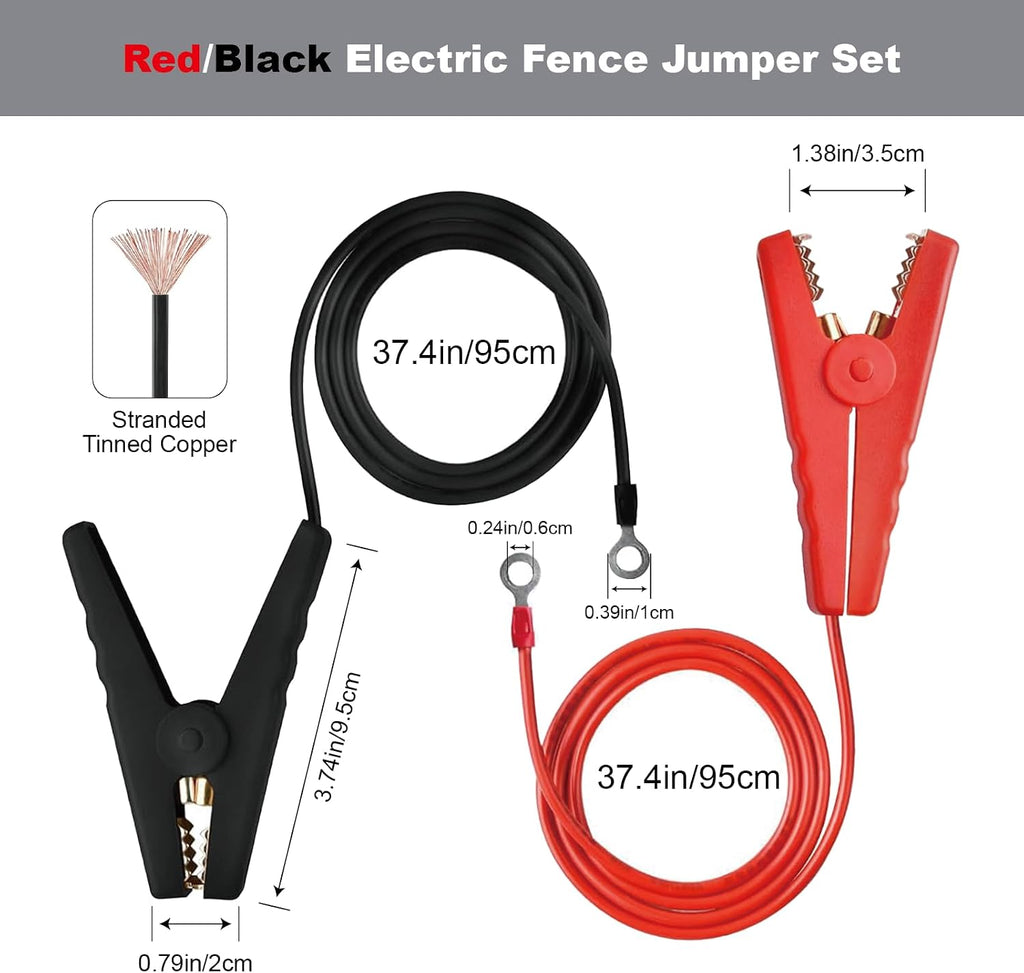 Fence Jumper Cables with Crocodile Clips, Electric Fence Jumping Lead - Solar Electric Fencing Connector Accessory