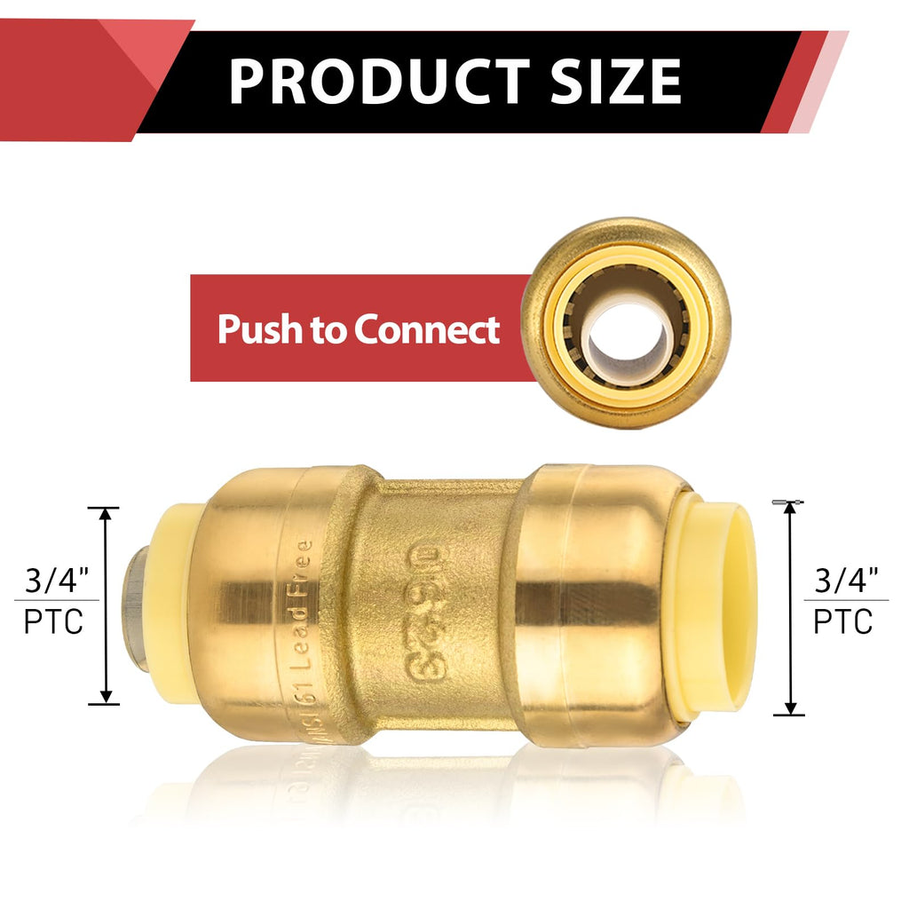 2piece EFIELD Push-Fit Fittings 3/4 Inch Straight Coupling