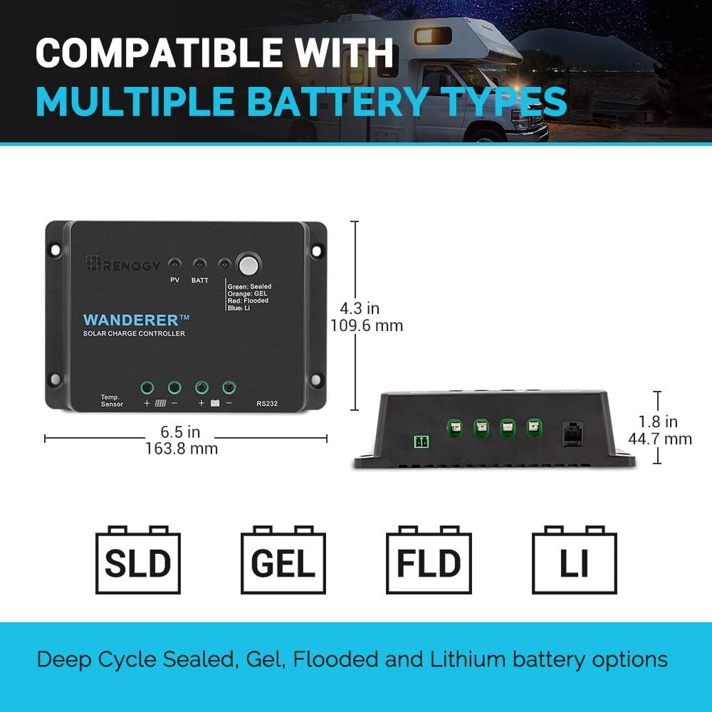 Wanderer Li 30A PWM Solar Charge Controller 12V for Solar Panels