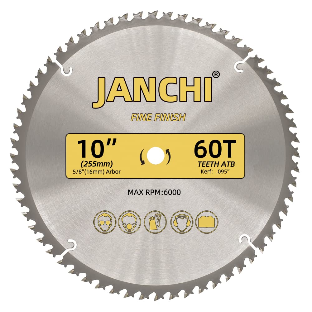 3-Pack Combo 10-Inch 32T & 60T & 80T Woodworking Saw Blades with 5/8" Arbor, .095" Thin Kerf Alternating Top Bevel