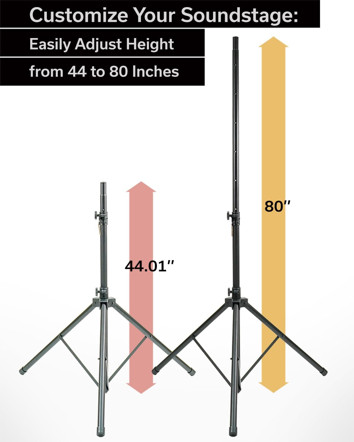 KB715S Adjustable Speaker Stand, 44"–80" Height, Heavy-Duty Tripod for Stage and Studio, Black