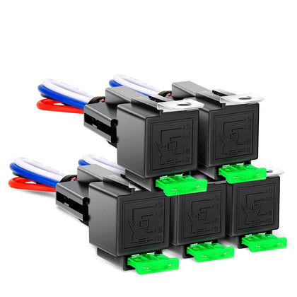 5 PCS 30A Fused Relay w/Socket 4 Pin SPST Interlocking Relay