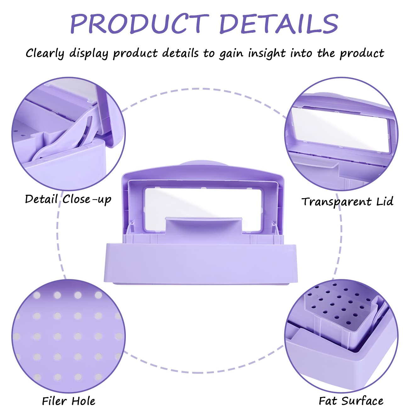 2 Piece Nail Tool Sterilizer Box barbicide Disinfectant Jar Plastic Disinfectant Container Suitable for Nail Tools