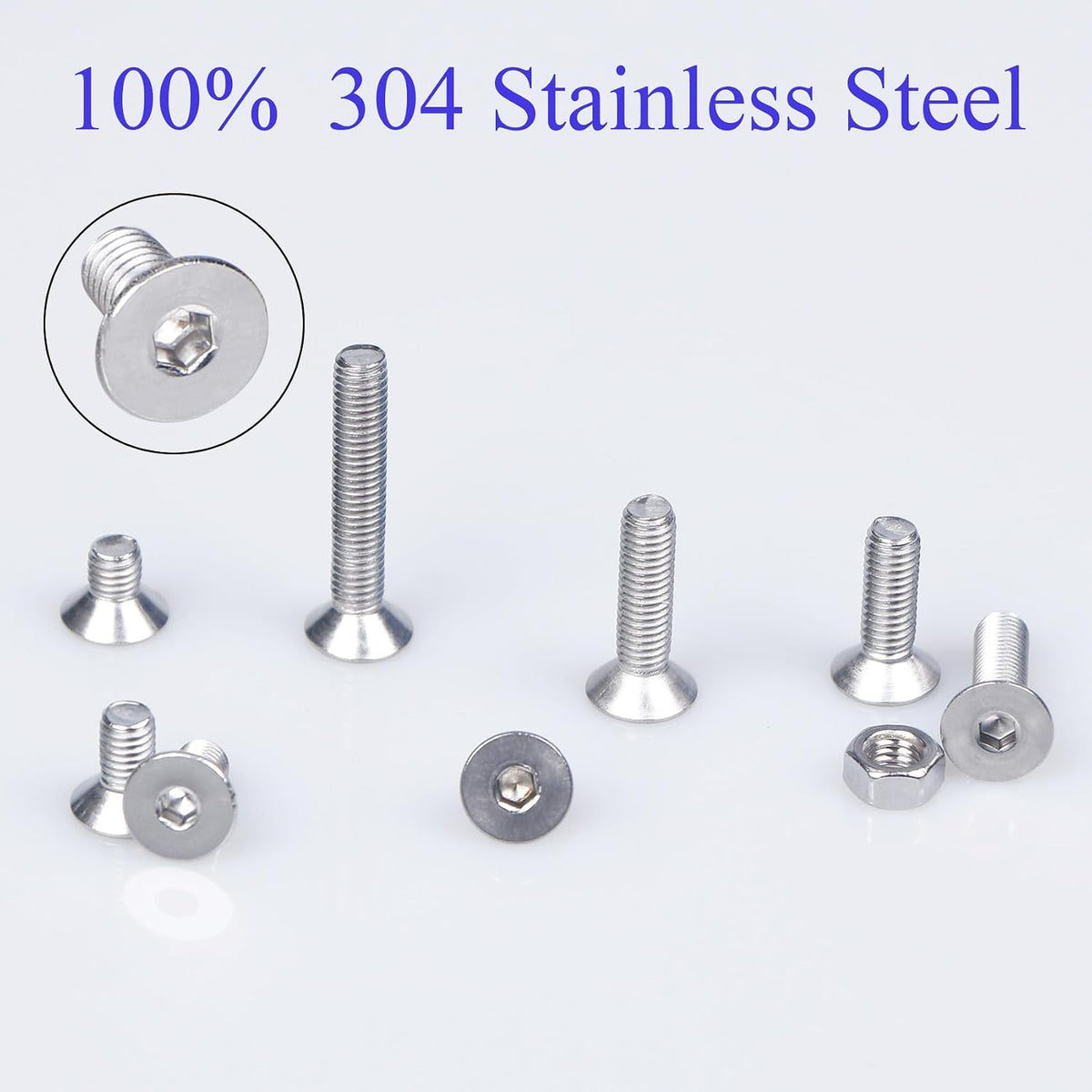M5 Flat Head Socket Cap Screw Kit, Countersunk Allen Bolts and Hex Nuts