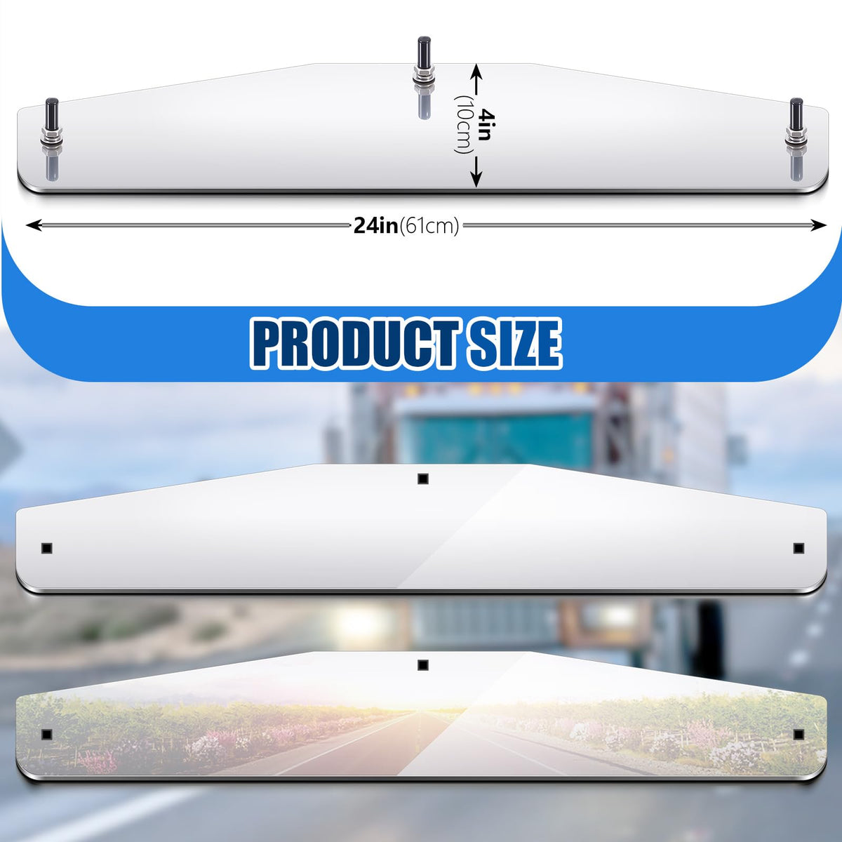 2 Pcs 4" x 24" Silver Mud Flap Weights for Semi Trucks