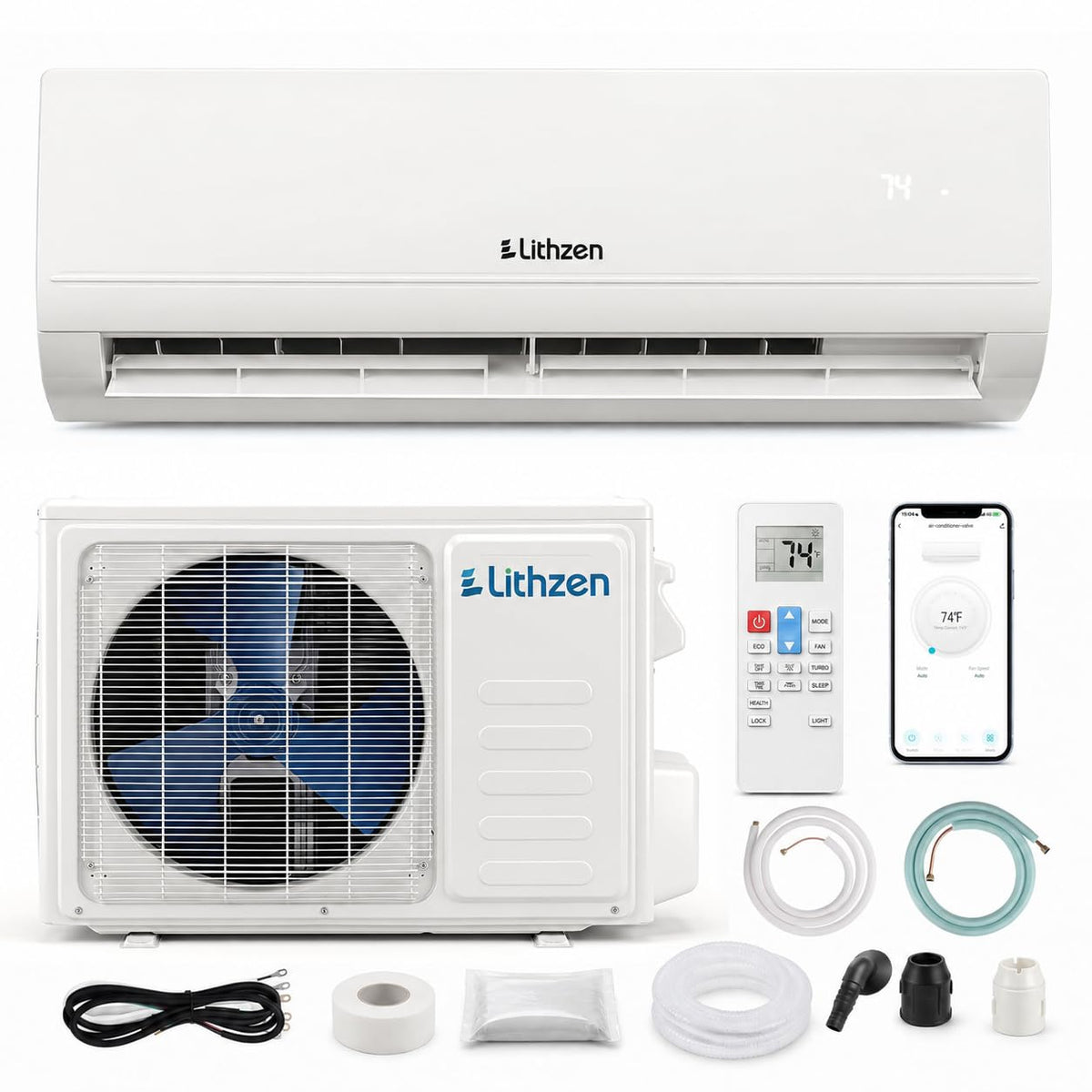 24000 BTU Mini Split AC/Heating System, 17 SEER2 208/230V