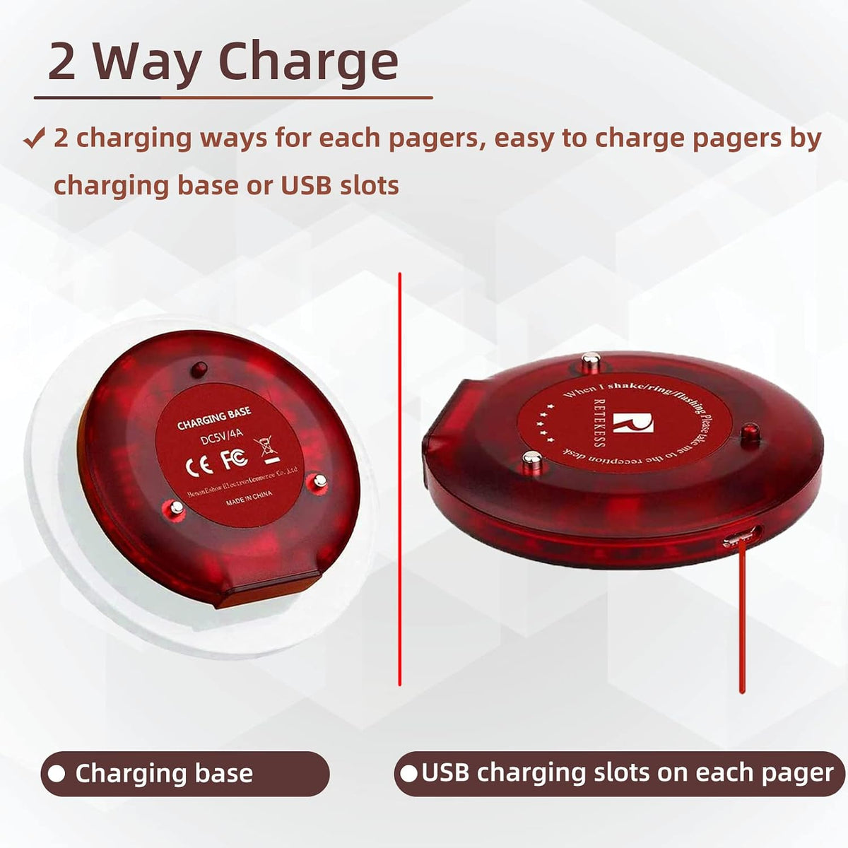 T119 Beeper Pager for Restaurant, Order Ready Buzzer, 10 Pagers