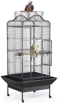 63'' Bird Cage with Stand Wrought Iron Rolling Open Play Top Large Bird Cage for Mini Macaw African Grey Amazon Parrot