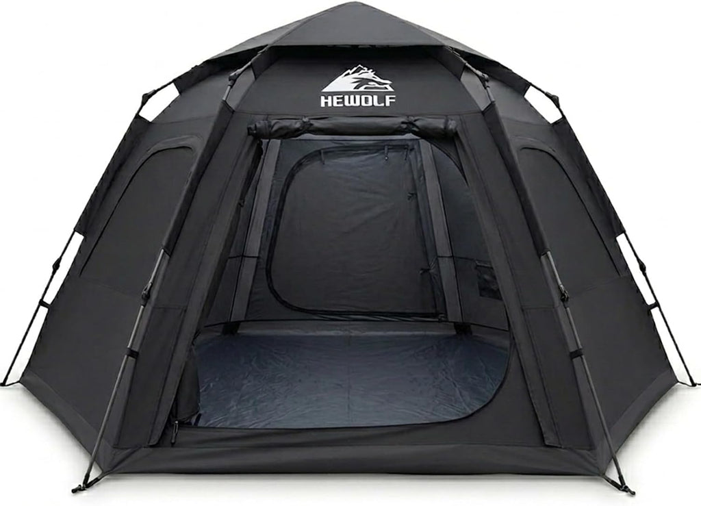 2/3/4 Person Camping Tent - Instant Pop Up Waterproof 2 Doors Tent with Easy Setup | 3-Season Hexagonal Dome Design