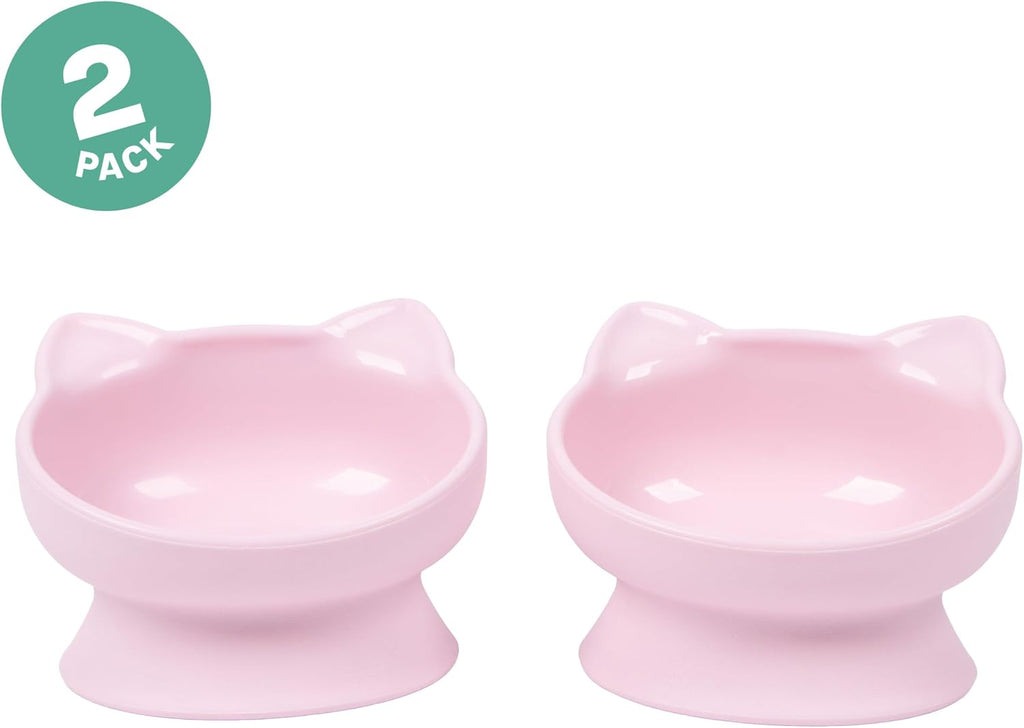 Elevated Cat Bowls (Set of 2), Whisker-Friendly Raised Cat Food & Water Dishes, Modern Pedestal Design, Dishwasher