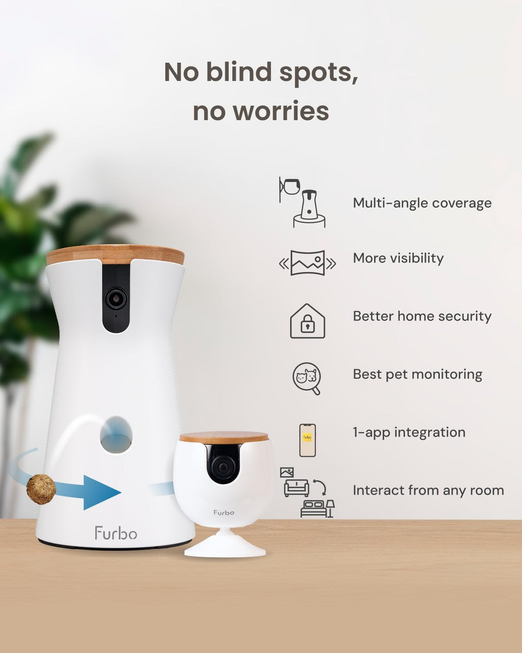 360° Dog Camera + Mini [New Subscription Required at Setup] 2-Camera Bundle Nanny Subscription: Dog Safety & Home