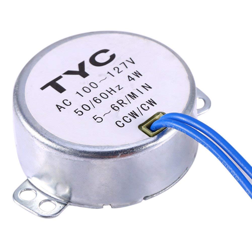 6PCS Synchronous Synchron Turntable Motor 50/60Hz AC100~127V CCW/CW 4W with 7mm Flexible Coupling Connector and 6ft Power Cord Switch Plug for Cup Turner,Cuptisserie,or Guide Motor (5-6RPM)