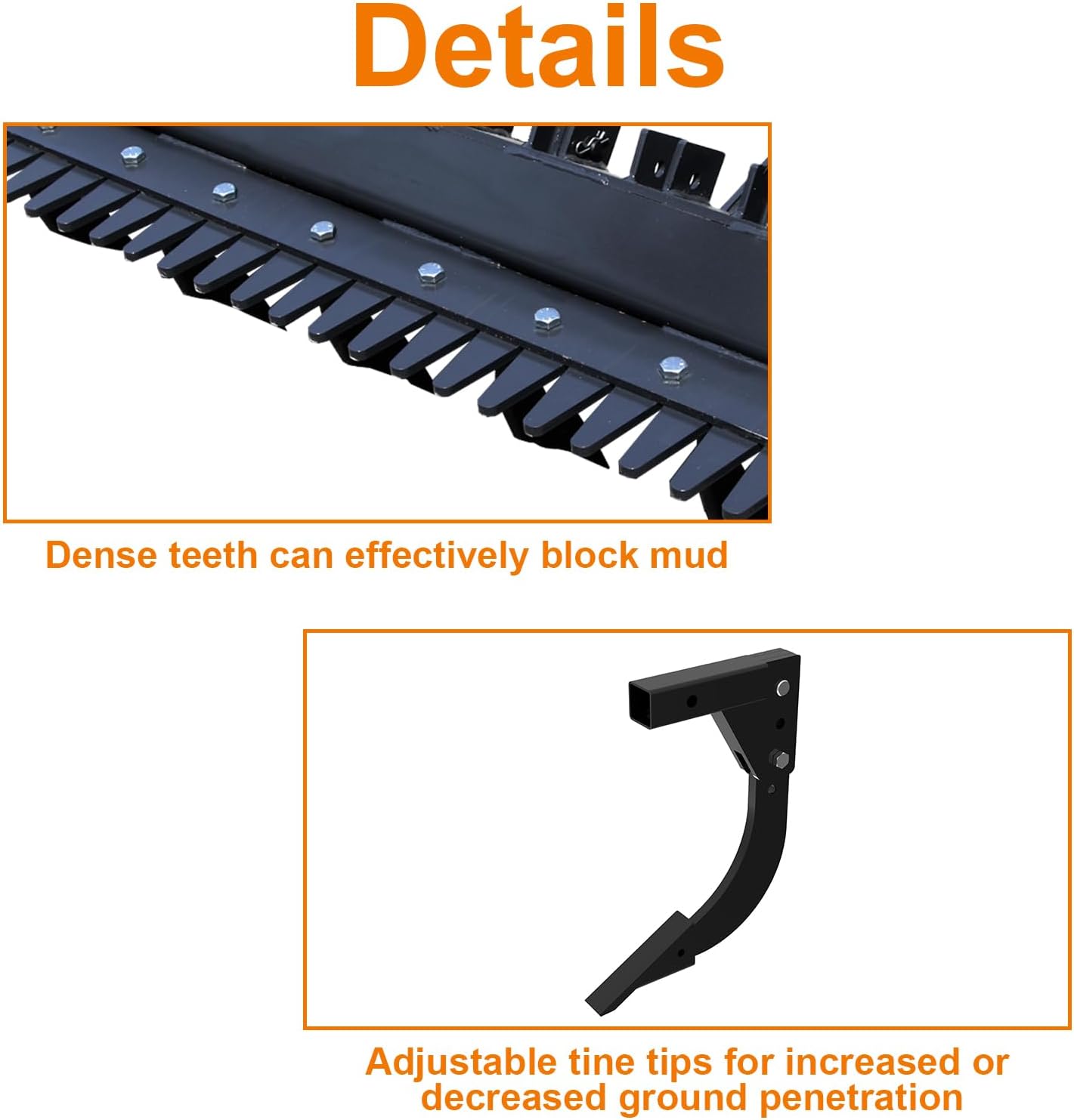 Skid Steer Leveler Ripper Scarifier Ripping Skid Steer Attachments Ripper Accessories- 72 in Width, 6 Standard Teeth