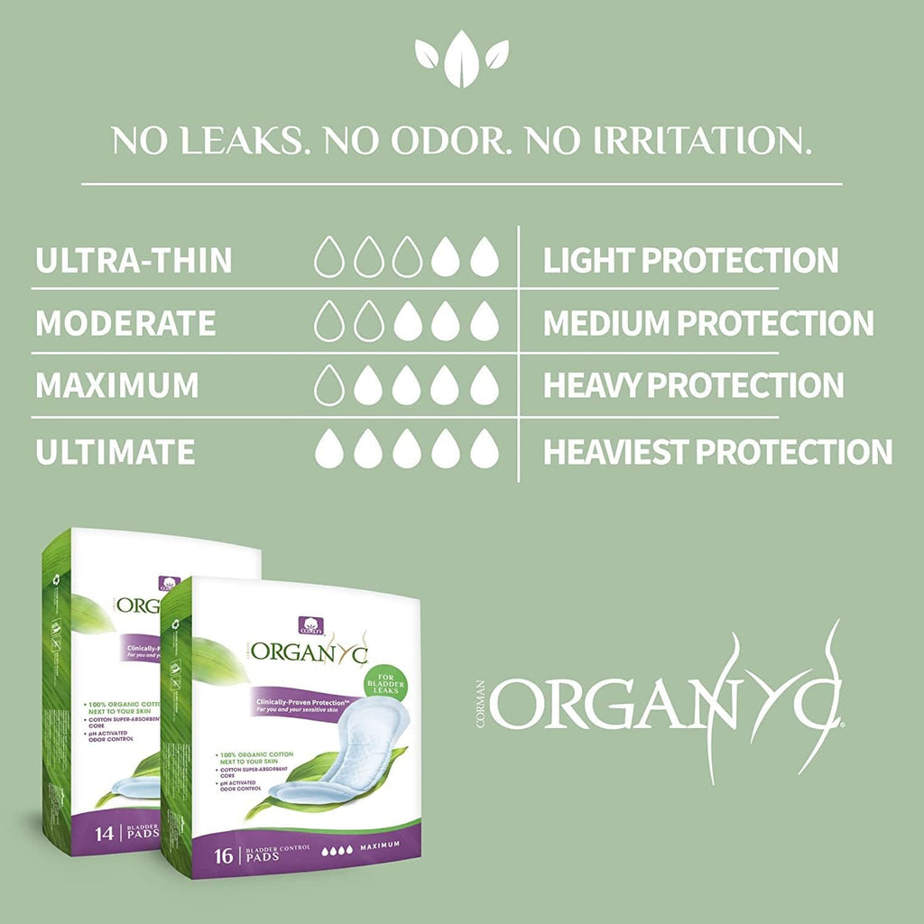 – 100% Organic Cotton Liners for Bladder Leaks, Ultra Thin, 24 Count