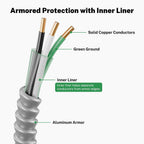 FIRMERST 10/2 MC Cable with Ground, 50 FT, Solid Copper, Armored, 600V