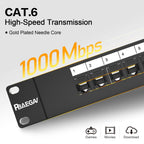 Patch Panel 16 Port with 16pcs Cat6 Keystone Jack UTP Fold Keystone Patch Panel 19Inch with Cable Management and