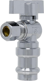 Angle Stop Valve, 1/2" Press x 3/8" COMP, 5 Pack