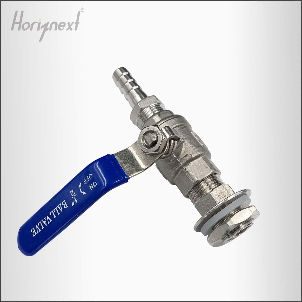 1/2 NPT Ball Valve, Weldless 304 Stainless Bulkhead for Home Brew Kettle