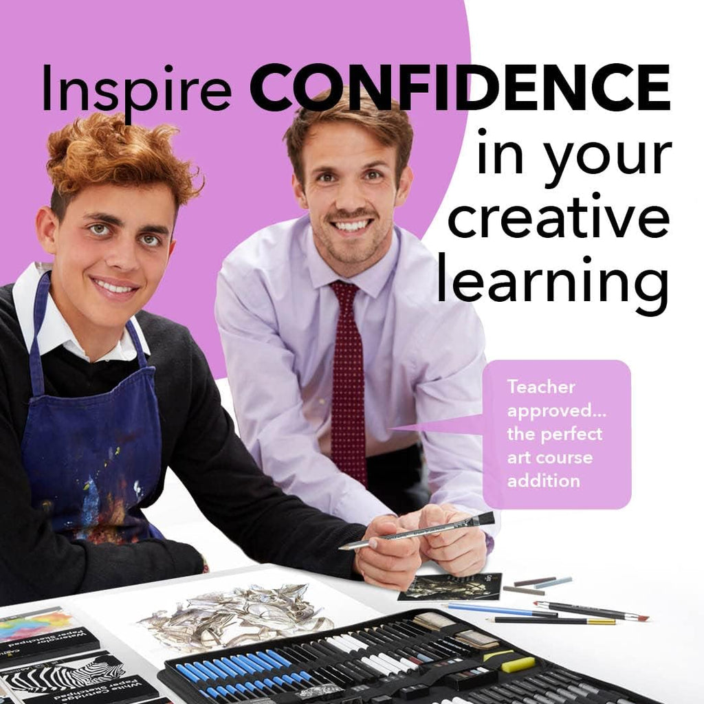 100 Piece Drawing & Sketching Set | Graphite, Charcoal, Pastel, Metallic Pencils + More for Professional and Adult