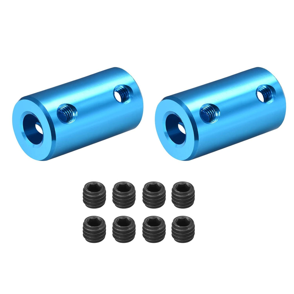 DMiotech 2Pcs 1/4"-1/4" Bore Rigid Shaft Coupling Aluminum Alloy Blue
