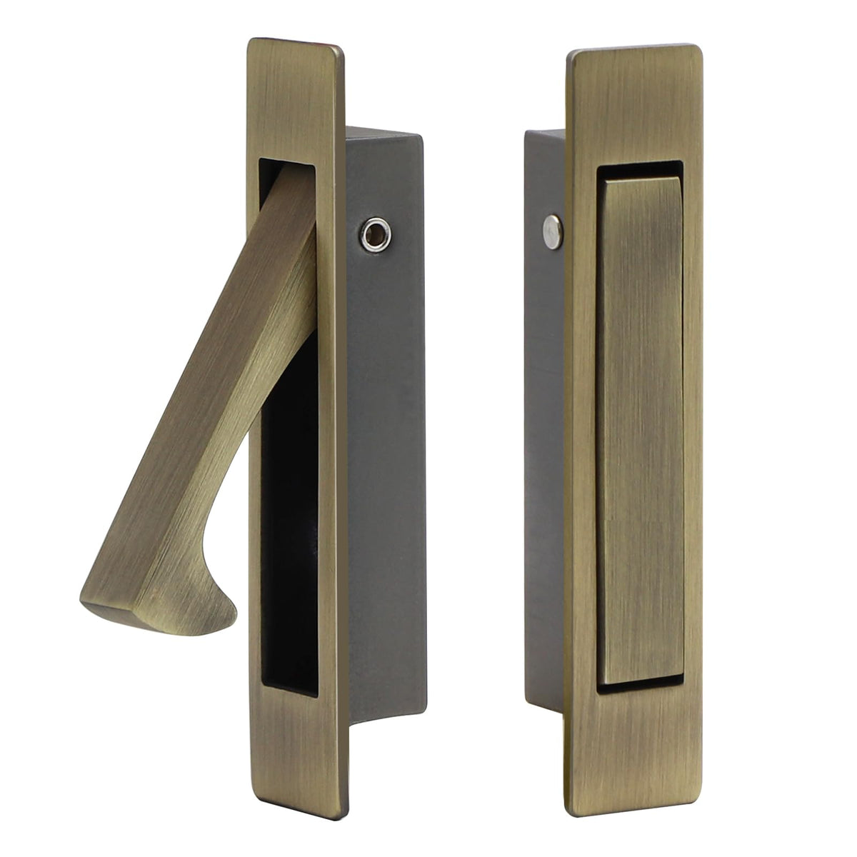 Pocket Door Handles Edge Pull,Flush Finger Hardware,Antique Brass,2