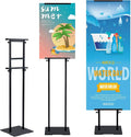 Heavy Duty Poster Stand with Non-Slip Mat Base, Adjustable Pedestal Sign Stand Up to 79 inch, Double Side Floor