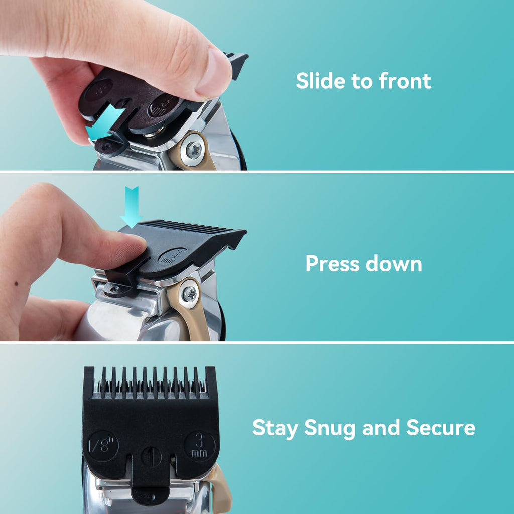 Clipper Guards Set Compatible with Most Wahl Clippers with Holder, Clipper Guides Replacement - 1/16" to 1", 10 Piece