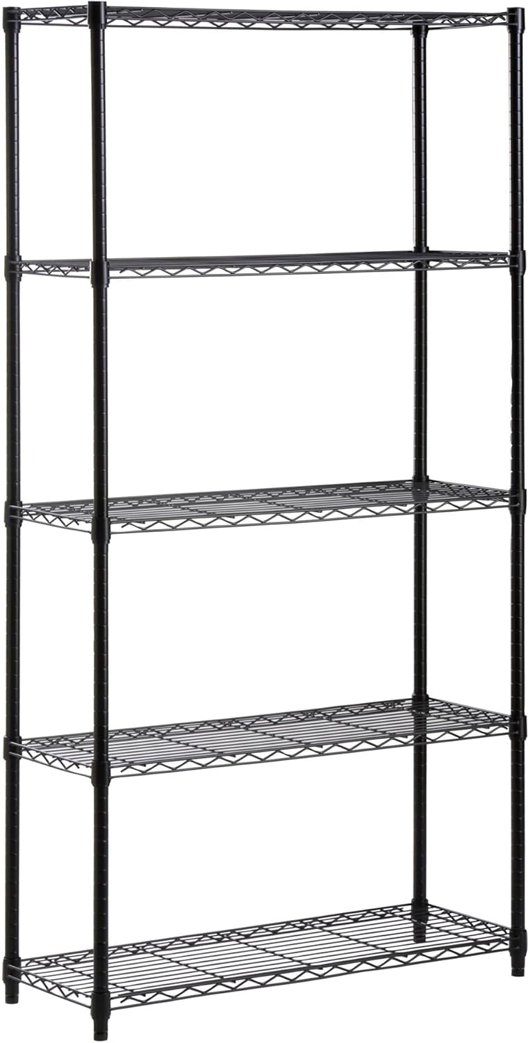 5-Tier Black Wire Shelf, NSF, 200 lb/Shelf, 36x14x72 in