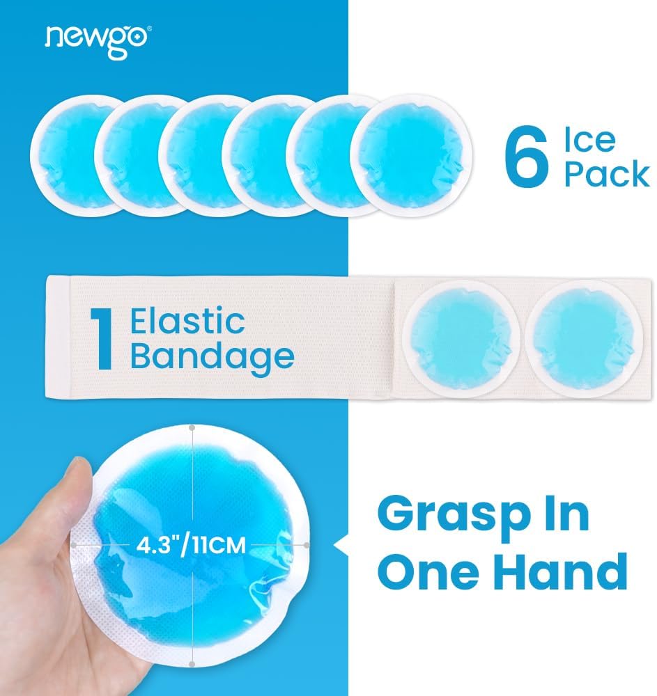 Small Ice Packs for Injuries Reusable with Cloth Backing, 6 Packs