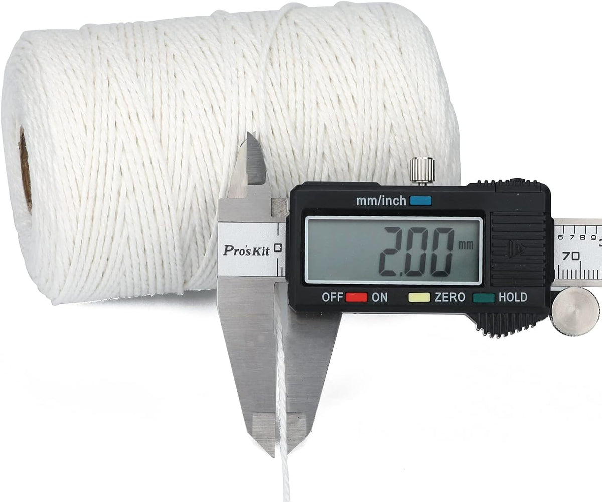 White Cotton String 2mm, 656 Feet 12Ply Natural Cotton Bakers Twine