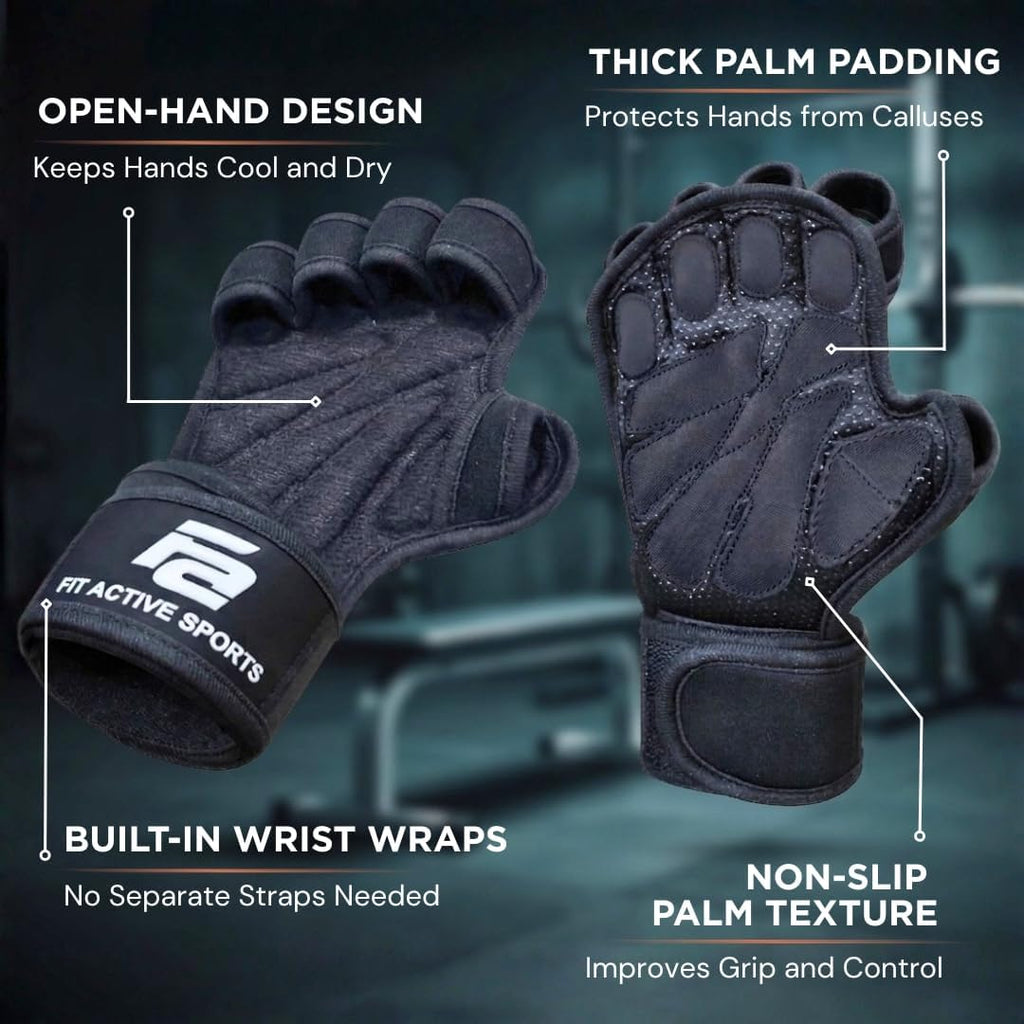 New Ventilated Weight Lifting Workout Gloves with Built-in Wrist Wraps for Men and Women - Great for Gym Fitness