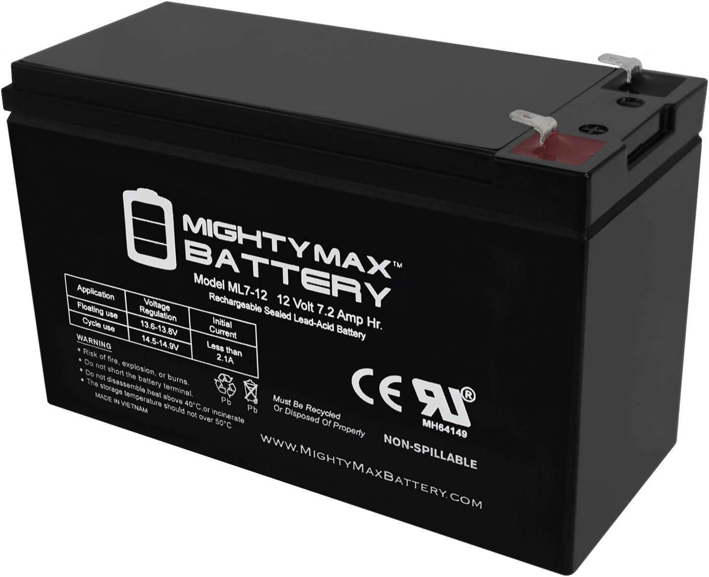 ML7-12 - 12V 7.2AH Replacement UPS Battery for APC Back-UPS-550 BE550G