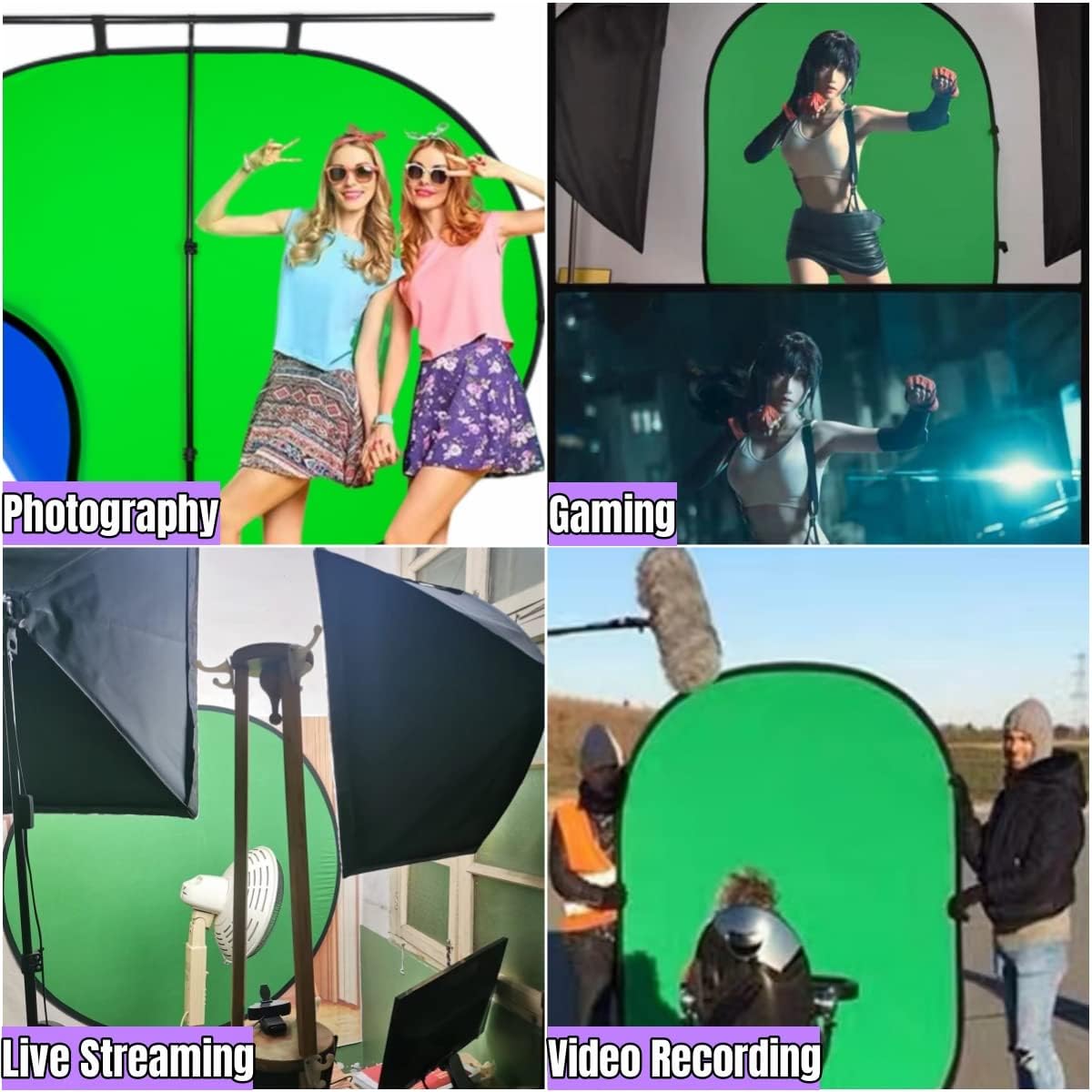 Blue Green Screen Backdrop Double Sided Collapsible Greenscreen Backdrop with Carrying Bag,Portable Pop Up Green