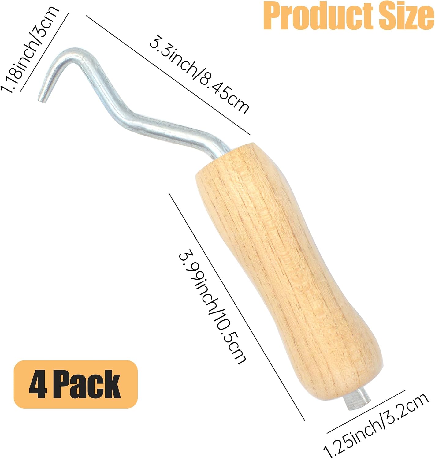 Rebar Twister with Wooden Handle, 4 Pack | with Ergonomic Wooden Handle