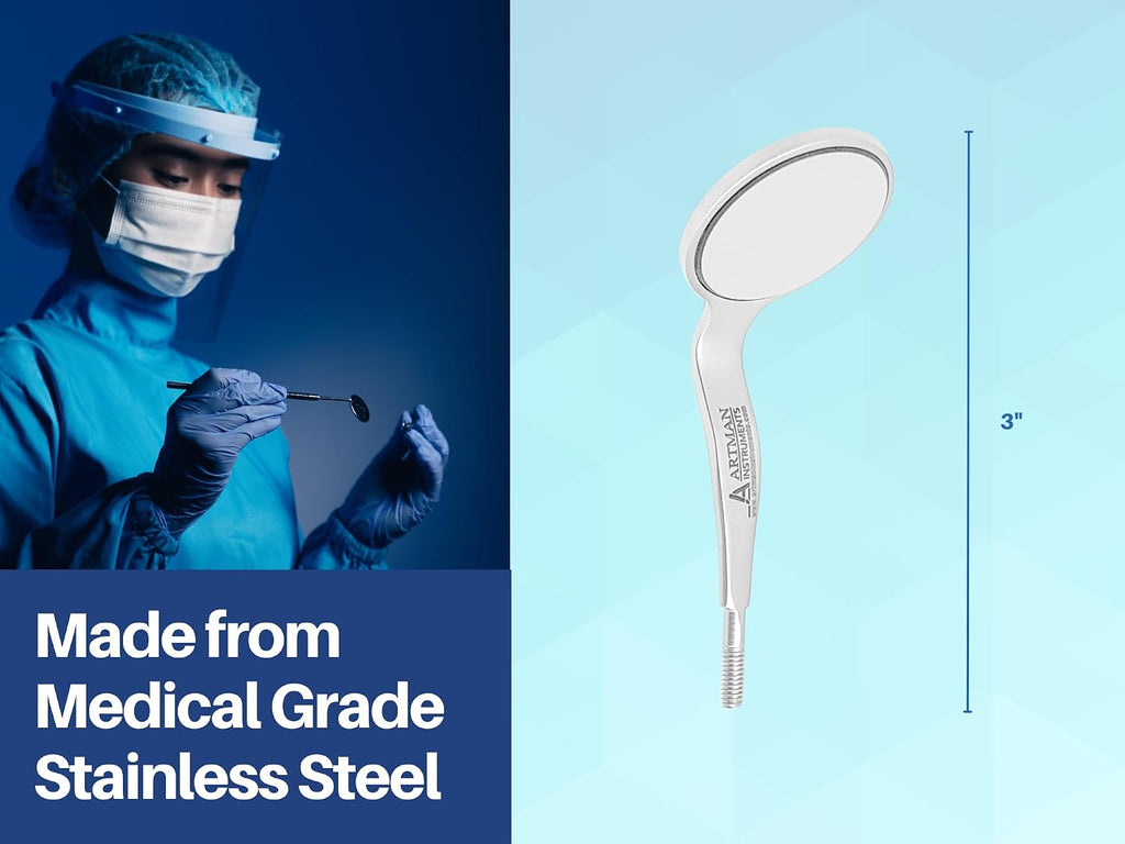 Double Sided Cone Socket Dental Mouth Mirror Front Surface Pack of 7 Stainless Steel Autoclavable Dental Mirrors