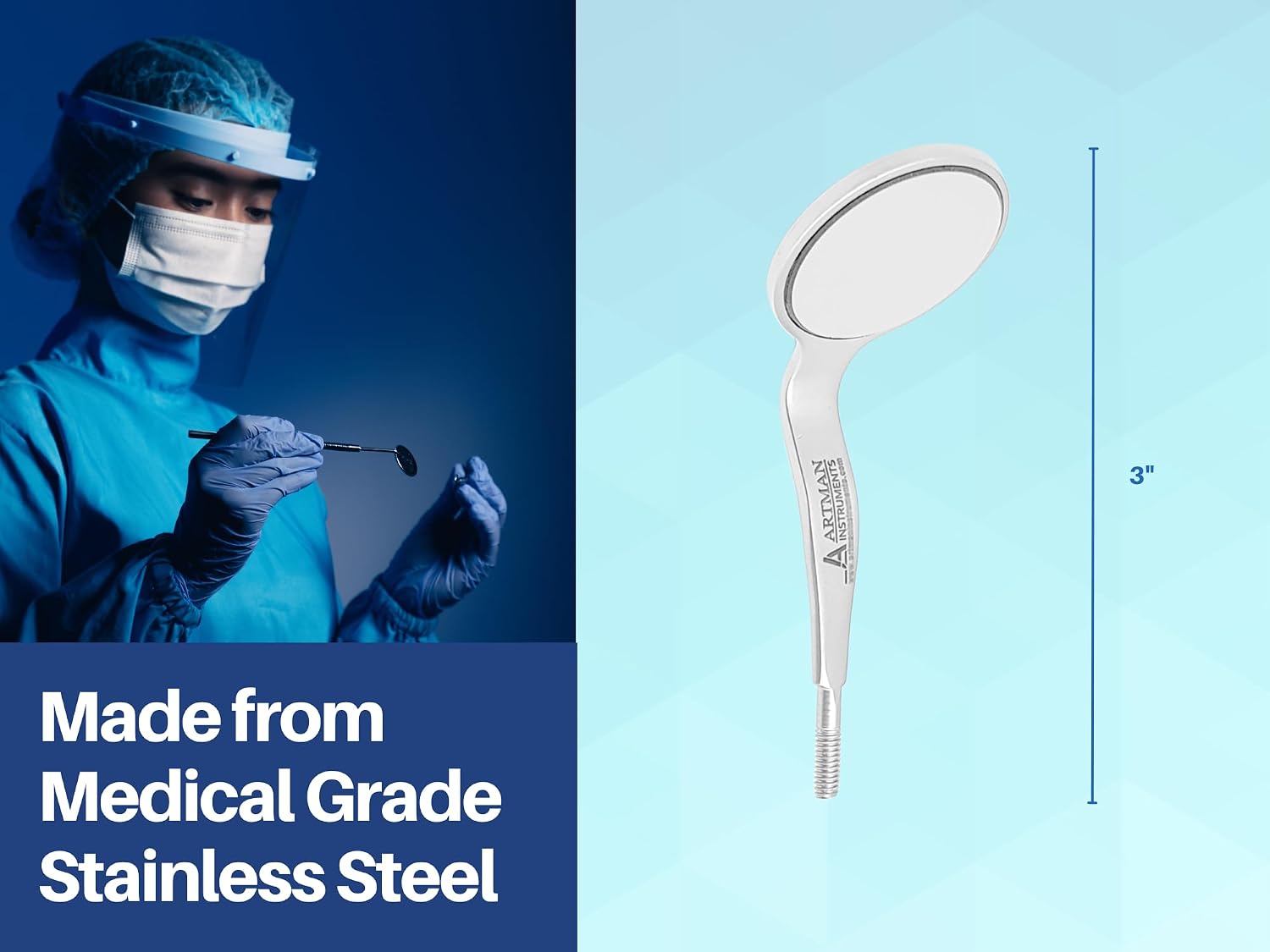 Double Sided Cone Socket Dental Mouth Mirror Front Surface Pack of 7 Stainless Steel Autoclavable Dental Mirrors