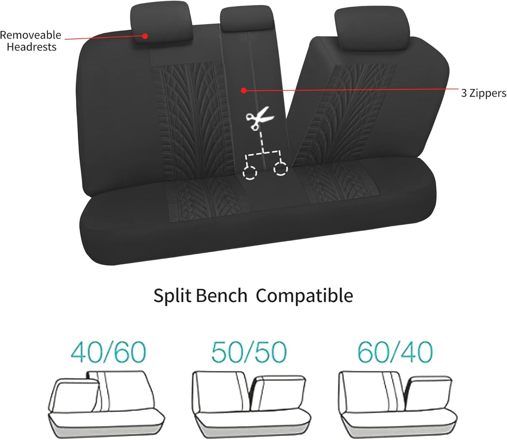 Car Seat Covers Full Set, Washable and Breathable Premium Cloth Automotive Vehicle Seat Cover for Car Interior