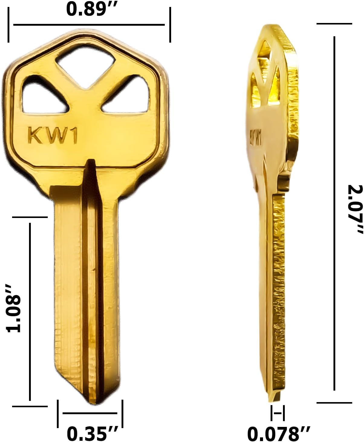 50 Premium Key Blanks – 30 KW1 & 20 SC1 Blank Keys, Brass Finished - 5 PIN