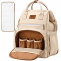 Diaper Bag Backpack with Wet/Dry Pocket, Changing Pad, 27L Beige