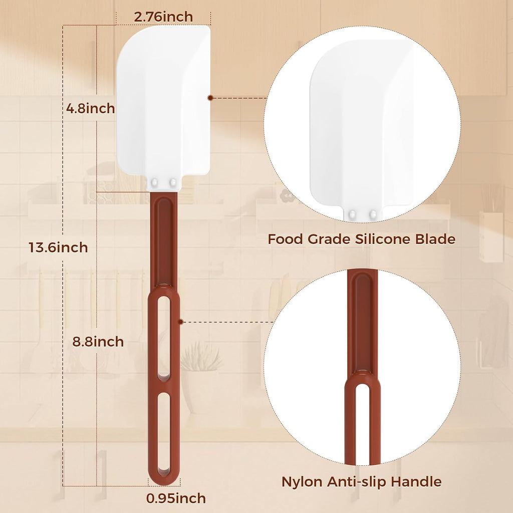 High Heat Resistant Silicone Spatulas, 13-1/2" Commercial Spatula 500°F Heat-Resistant Heavy Duty Spatula Non-Stick