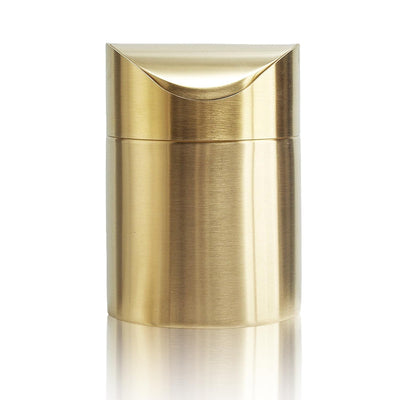 Stainless Steel Trash Can with Swing Lid, Mini Countertop Trash Bin Bathroom, Golden Desktop Garbage Cans Tiny