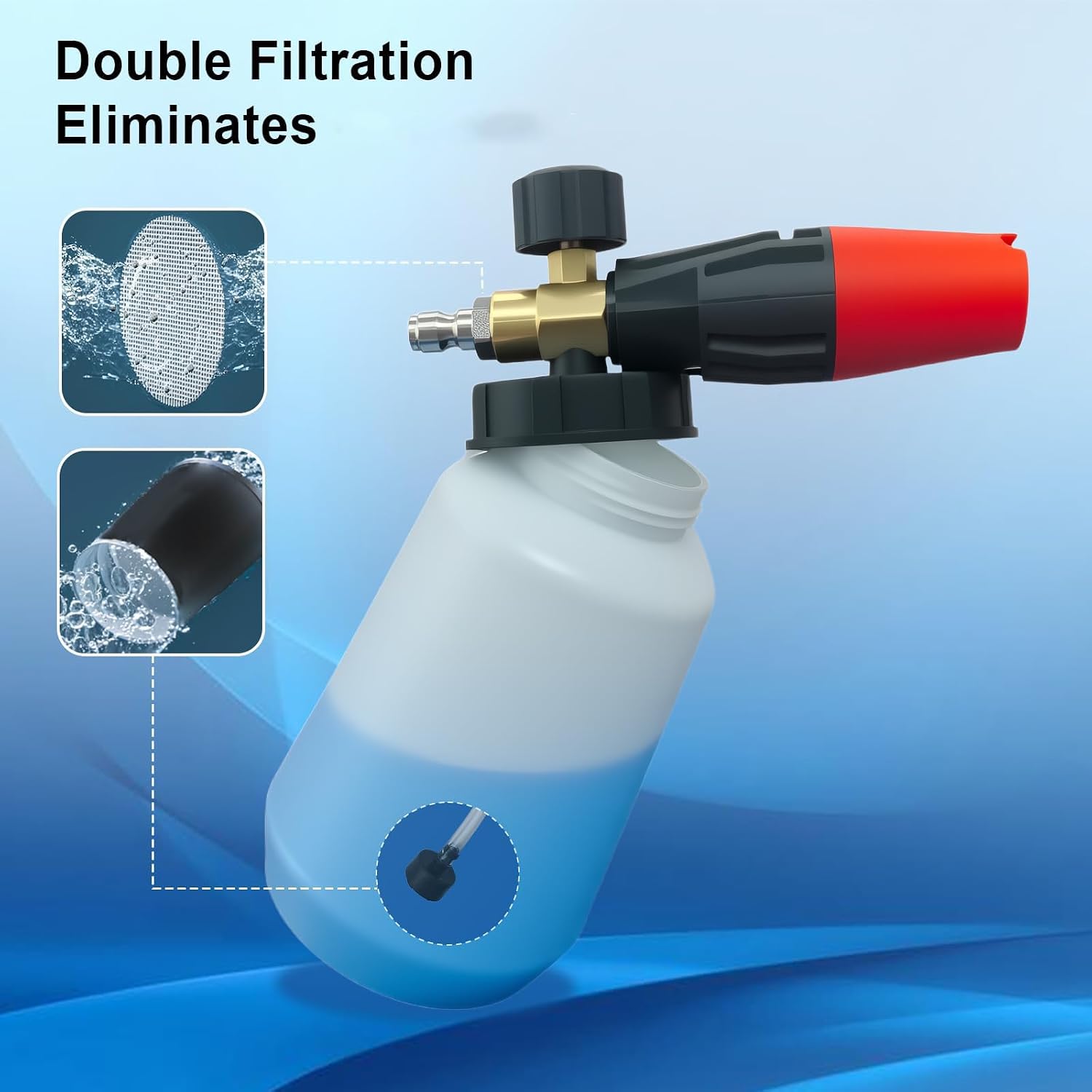 Adjustable Foam Canon for Pressure Washer, Pressure Washer Foam Cannon, 1/4 Inch Quick Connect, 1L (34 oz) Bottle, 5