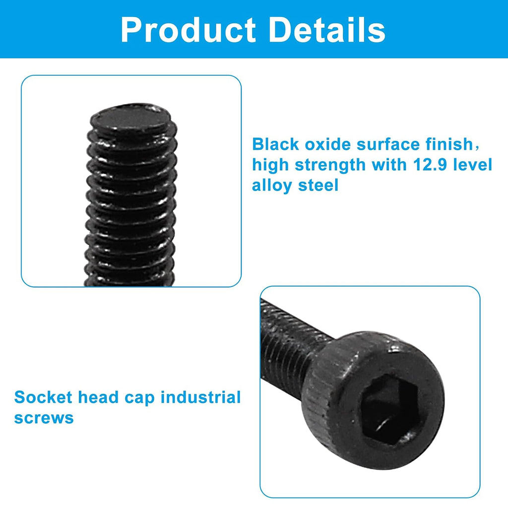 M3 x 8mm Hex Socket Head Cap Screws Bolts, Set of 100