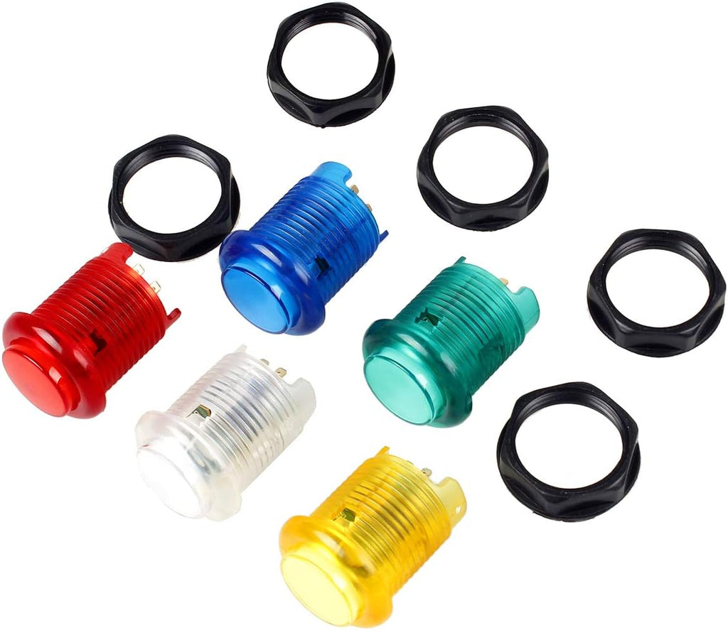 5X 30mm Arcade LED Lights Push Button Built-in Switch 5V Illuminated Buttons for Arcade Machine Games DIY Kit Parts