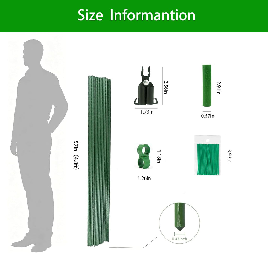 26 PCS 57" Garden Support Stakes Plastic Coated Deformable Climbing Plant Trellis Plant Climbing Frame for Tomato